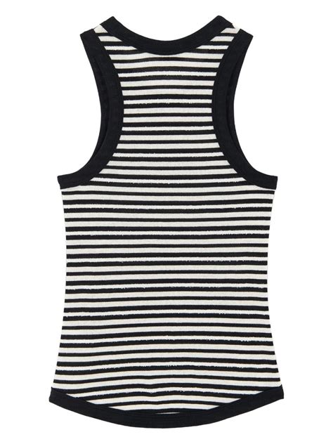 Women's Embroidered striped tank top in jersey tulle 